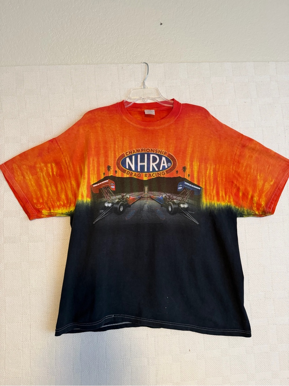 NHRA Flame Tie-Dye Short Sleeve Tee - Red, Orange, Black
